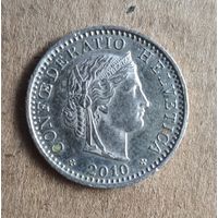 Швейцария 20 раппенов 2010 г., KM# 29a, доп. отметка "В"