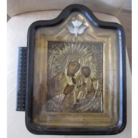 Все лоты с рубля.Икона старинная  Божией Матери,киот,Российская империя.