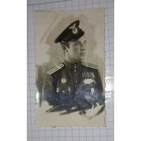 1945  ВОВ Красавец Портретное фото орден Славы и.награды подписано (Алб)