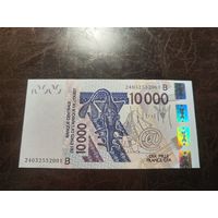 Бенин 10000 франков образца 2024 года AUNC p218b