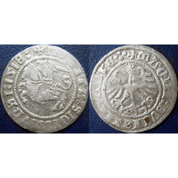 Полугрош 1518 года, H55 K по каталогу Багдонаса-Гулецкого, нестандартный разделитель в легенде реверса.