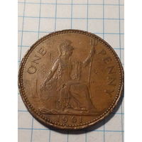 1 пенни Великобритания 1961 год