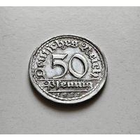 50 пфеннигов 1921 года F, Bеймарская республика, Штутгарт, лот гер-2