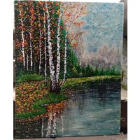 Картина пейзаж,  холст,  масло, 40см на 50см