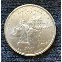 США квотер 1/4 доллара 2001 г "Нью-Йорк", "Р", KM# 318