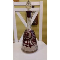 Графин Эгерманн рубиновое стекло, алмазная резка, состояние , огромный, с рубля