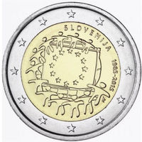 Словения 2 евро 2015 года, UNC. 30 лет флагу Европейского союза. Предложите свою цену или обмен!