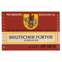 Этикетка пива Deutscher Porter Германия П749
