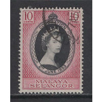 1953 Британская МАЛАЙЯ /MALAYA Selangor Коронация Королева Елизавета II  SG#115 Used