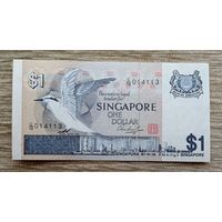 Werty71 Сингапур 1 доллар 1976 аUNC банкнота Чернозагривая крачка