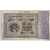 Банкнота 100000 марок 1923 год. Веймарская республика. С рубля без МЦ.