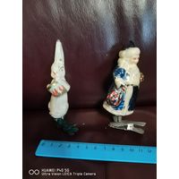 Елочные игрушки СССР зайчик с барабаном и дед мороз  самая привлекательная цена трёхдневный аукцион