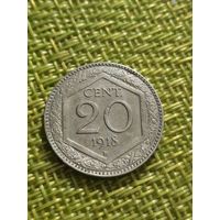 Италия 20 чентезимо 1918 г