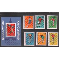 Болгария-1980  (Мих.2877-2882,Бл.101) , ** , Спорт,  ОИ-1980, (полная серия),