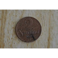 Латвия 2 сантима 1932 с 1 руб