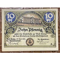 Нотгельд 10 пфеннигов 1920 год. Бад-Зульца. Веймарская республика