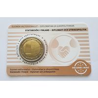 ФИНЛЯНДИЯ 2 евро 2025 года Дипломатия и внешняя политика (на финском языке), в карте