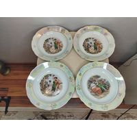 Все лоты с 1 Рубля. Комплект из 4 глубоких тарелок из набора Мадонна. ГДР. 70-Е ГГ. КАХЛА! KAHLA!!!