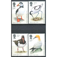 Великобритания - 1989г. - птицы, королевское общество охраны птиц - 4 марки - полная серия, MNH [Mi 1185-1188]. #3-GB-Z-1-19