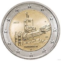 2 евро 2022 Германия Тюрингия дворы A G F D J UNC из ролла