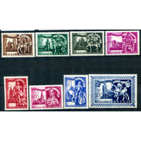 Бельгия - 1943г. - зимняя помощь, скульптуры, Св. Мартин, церковь св. Леонарда - 8 марок - полная серия, MH, номинал 3,25 с маленькими пятнами на перфорации [Mi 648-655]. #2-Be-54-B-1