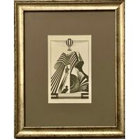 Скрипниченко Г.С Экслибрис.ЖИФ.1970г. Тушь,размер 14х17 см. С рамой 27х32см.