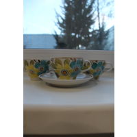 Чашечки +блюдце ручная роспись Барановка 70 е годы