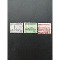 Польша 1937 Неполная серия марок "Различные достопримечательности" (чистая* две марки с наклейками) Mi.315-317 каталог 1.60 евро