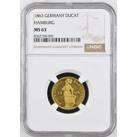 Германия. Гамбург. Дукат 1863г. слаб NGC MS63.