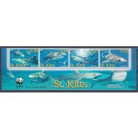 2007 Сент-Китс 955-958strip+Tab WWF / Акулы