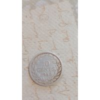Либерия 10 центов 1960 серебро