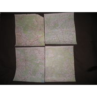 Карты (39х34 см) Слоним,Городок,Столбцы,Камень Каширский.70-е г.С рубля.