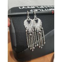 Лот С 1 РУБЛЯ! много лотов! Серьги листики с кристаллами, Чехия