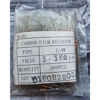 3,3 кОм ((цена за 500 шт)) 0,25 Вт. Резисторы 3,3кОм 3,3к