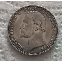 Саксония 1 союзный талер 1869 25 лет правления Герцога Эрнста II Тираж 6.000 РЕДКИЙ!