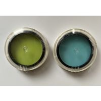 Светофильтры желто-зеленый (ЖЗ-1,4х 49х0,75) и голубой (Г-1,4х 49х0,75) в футлярах. Цена за 2 светофильтра!