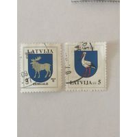 Марки из серии "Гербы" - герб Стейсель и герб Земгале