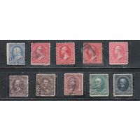 США-1894, (Скотт.246-259), гаш. , Стандарт, Президенты , 10 марок(2 с-разные типы)