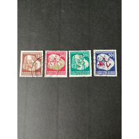 ГДР 1951 Марки из серии "Международный фестиваль молодежи и студентов" (гашение без клея) Mi.289-292 каталог 32.0 евро