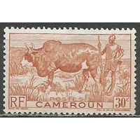 Камерун(Французский). Бык с пастухом. 1946г. Mi#271(жёлтая бумага).