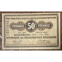 Нотгельд 50 пфеннигов 1920 год. Бюккебург. Веймарская республика