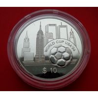 Восточные Карибы 10 долларов 1994 Чемпионат мира по футболу 1994 года! Серебро 925 пробы 31,47 грамм 0,941 унции! ОБМЕН!