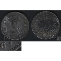 Германия __km20 (Империя) 10 пфенниг 1916 год (нов.тип) точки (G) брак (6873