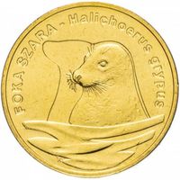 Польша 2 злотых, 2007 Длинномордый тюлень UNC