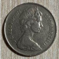 Монета 10 новых пенсов. 1974 год. Великобритания. Королева Елизавета II