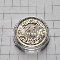 1/2швейцарского франка 1965 г.Серебро.