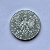 Монета СЕРЕБРО Польша 5 злотых 1933 год Ядвига ОТЛИЧНЫЕ