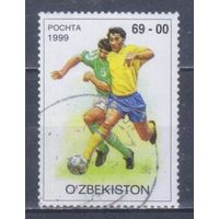 [267] Узбекистан 1999. Спорт.Футбол. Концовка серии.Гашеная марка. 2