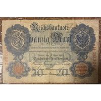 Банкнота 20 марок 1910 год. Германская империя.