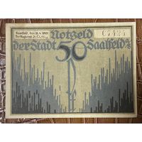 Нотгельд 50 пфеннигов 1921 год. Заальфельд. Веймарская республика
